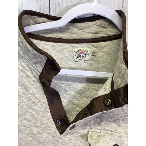 Faherty Epic Quilted Fleece Pullover Men’s Oatmeal Melange Size M - Picture 2 of 6